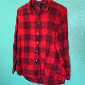 H&M red plaid thin flannel.